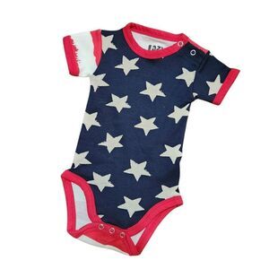 Lazy One Patriotic One Piece Baby Shirt Size 6 Months July 4th USA Stars Stripes